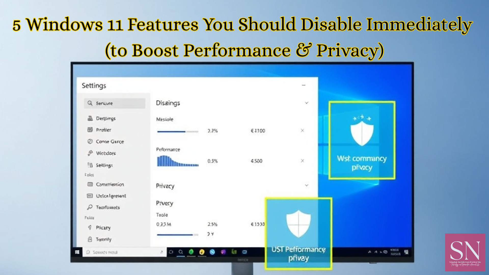 “Windows 11 laptop screen showing system settings for performance optimization”