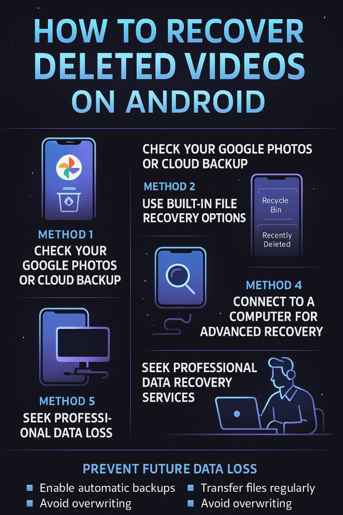 Learn how to recover deleted videos on Android in 2025. Explore cloud backups, recovery apps, and expert tips to restore your lost memories fast.