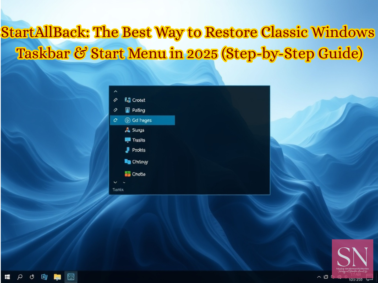 StartAllBack interface showing restored classic Windows 11 taskbar and Start menu layout in 2025